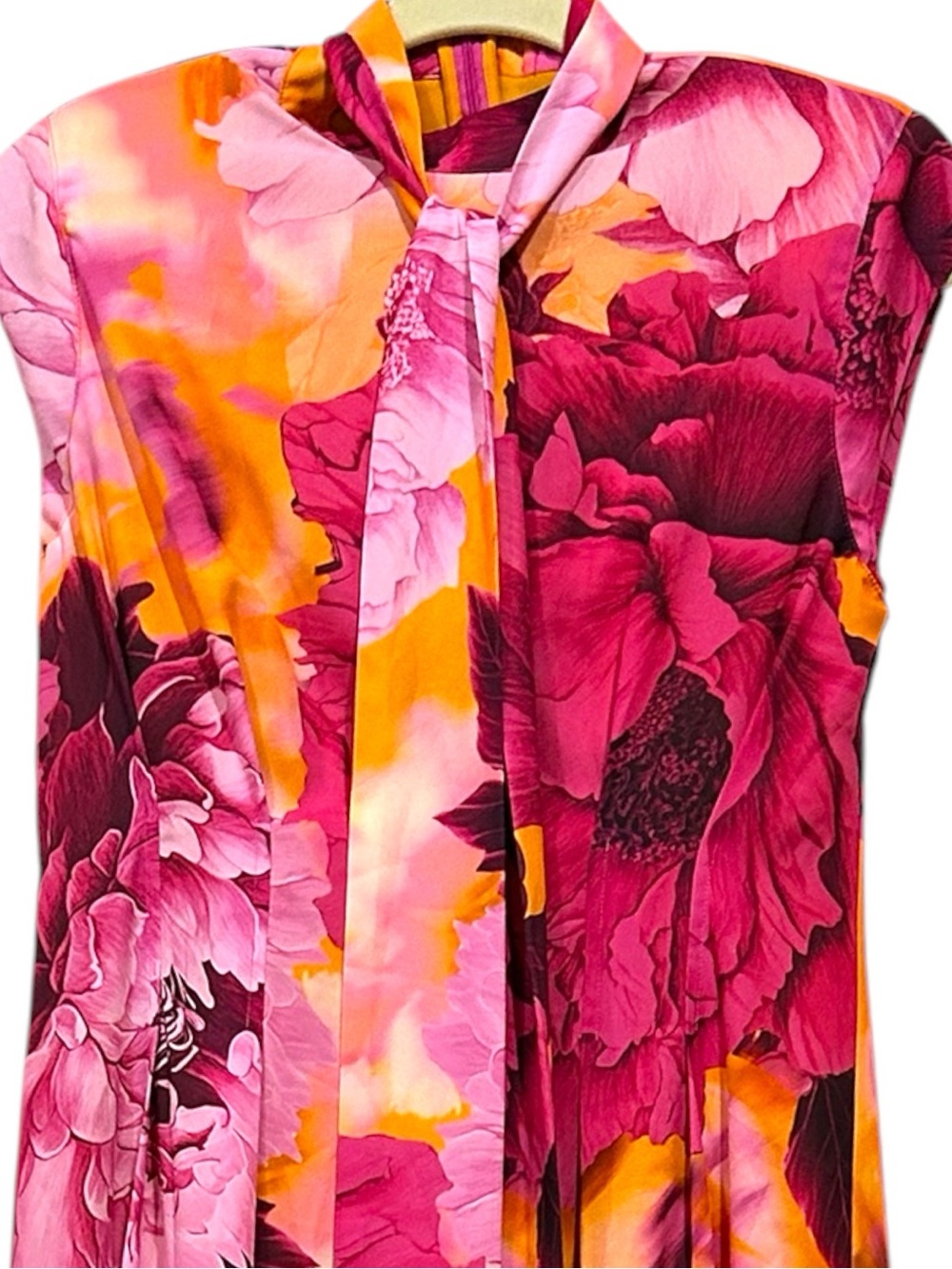 NWT Karen Millen Bold Abstract Floral Tie Neck All Occassion Summer Midi Dress 6 - Picture 5 of 13